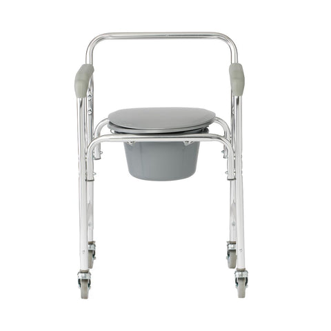 Medline Aluminum Elongated Commode with 4 Locking Casters #G1-501LWX1