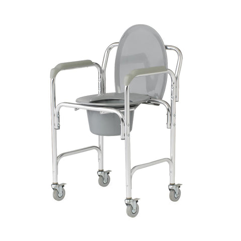 Medline Aluminum Elongated Commode with 4 Locking Casters #G1-501LWX1