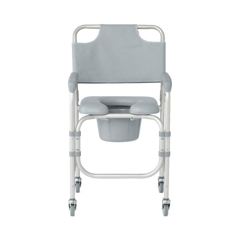 Medline Aluminum Padded Shower Chair Commode with 4 Locking Casters #G1-502PWX1