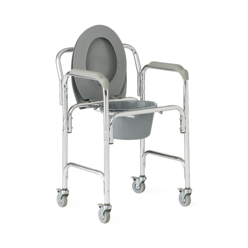 Medline Aluminum Elongated Commode with 4 Locking Casters #G1-501LWX1