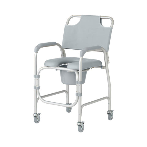 Medline Aluminum Padded Shower Chair Commode with 4 Locking Casters #G1-502PWX1