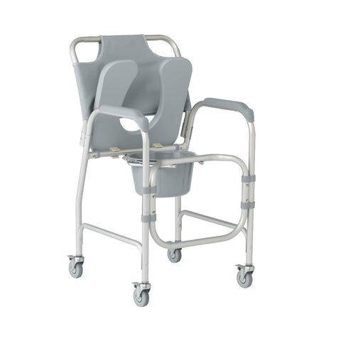 Medline Aluminum Padded Shower Chair Commode with 4 Locking Casters #G1-502PWX1