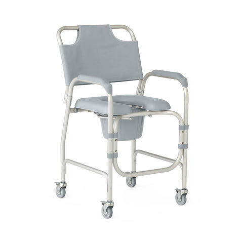 Medline Aluminum Padded Shower Chair Commode with 4 Locking Casters #G1-502PWX1