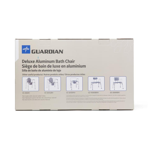 Medline Aluminum Shower Chair with Back, 400 lb Capacity, #G2-101KRX1