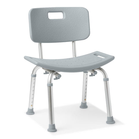 Medline Aluminum Shower Chair with Back, 400 lb Capacity, #G2-101KRX1