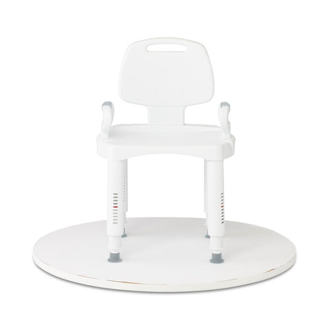 Medline Shower Chair with Backrest and Arms, 350 lb. Weight Capacity, Adjustable Legs, White Plastic, #G2-105RX1