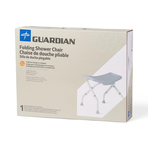 Medline Folding Shower Chair without Back, 14.5"-16" Seat Height, 250 lb. Weight Capacity, #G2-203FRX1