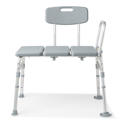 Medline Transfer Bench with Backrest and Pushbutton Height Adjustment, 400 lb. Capacity, #G3-100KBX1