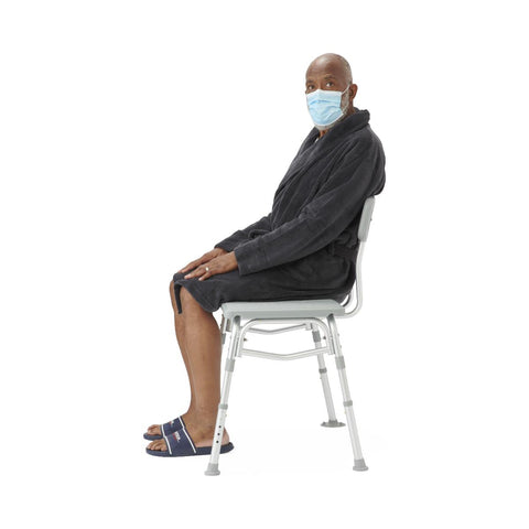 Medline Transfer Bench with Backrest and Pushbutton Height Adjustment, 400 lb. Capacity, #G3-100KBX1