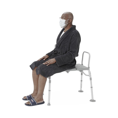 Medline Transfer Bench with Backrest and Pushbutton Height Adjustment, 400 lb. Capacity, #G3-100KBX1