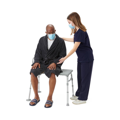 Medline Transfer Bench with Backrest and Pushbutton Height Adjustment, 400 lb. Capacity, #G3-100KBX1