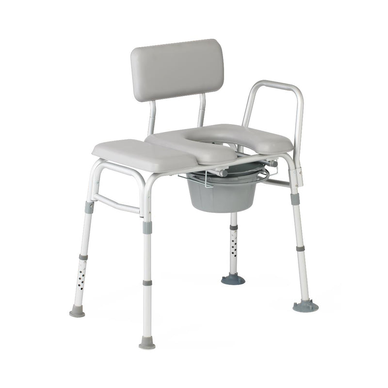 Medline Combination Transfer Bench and Commode, Padded, 400 lb. Capacity,  #G3-101KBPX1