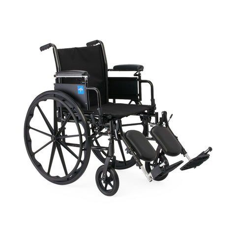 Medline K3 Guardian 18" Wide Wheelchair with Height-Adjustable Desk-Length Arms and Elevating Leg Rests #K3186N34E