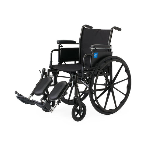 Medline K3 Guardian 18" Wide Wheelchair with Height-Adjustable Desk-Length Arms and Elevating Leg Rests #K3186N34E