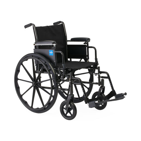 Medline K3 Guardian 18" Wide Wheelchair with Height-Adjustable Desk-Length Arms and Swing-Away Footrests #K3186N34S