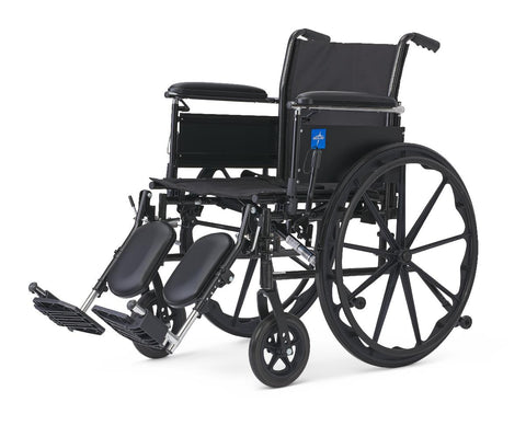 Medline K3 Guardian 16" Wide Wheelchair with Height-Adjustable Full-Length Arms and Elevating Leg Rests, Includes Seat/Brake Extenders, Anti-Tippers and Seat Belt #K3166N44E1