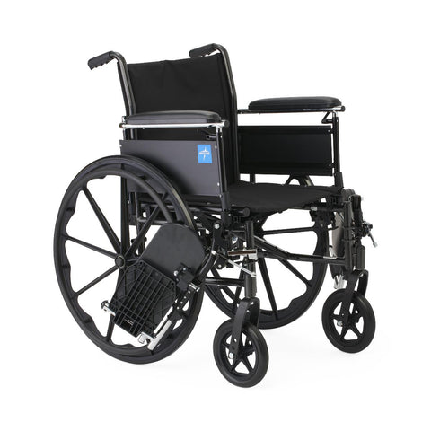 Medline K3 Guardian 18" Wide Wheelchair with Height-Adjustable Full-Length Arms and Elevating Leg Rests, Includes Seat/Brake Extenders, Anti-Tippers and Seat Belt #K3186N44E1