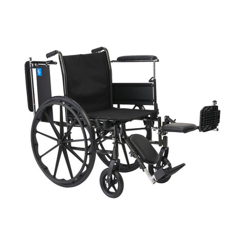Medline K3 Guardian 20" Wide Wheelchair with Height-Adjustable Full-Length Arms and Elevating Leg Rests #K3206N44E