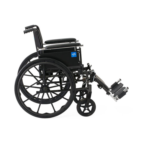 Medline K3 Guardian 18" Wide Wheelchair with Height-Adjustable Full-Length Arms and Elevating Leg Rests, Includes Seat/Brake Extenders, Anti-Tippers and Seat Belt #K3186N44E1