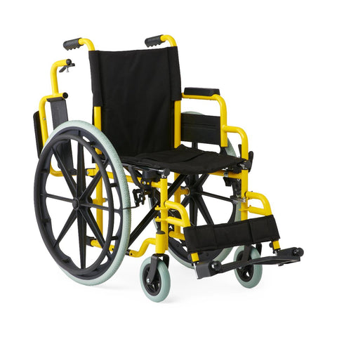 Medline Kidz Guardian Pediatric Wheelchair with Nylon Upholstery and Swing-Away Footrests, Yellow, 14"W #KPD4N22S