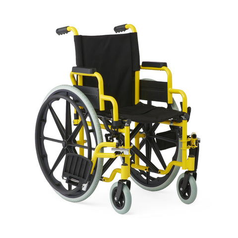 Medline Kidz Guardian Pediatric Wheelchair with Nylon Upholstery and Swing-Away Footrests, Yellow, 14"W #KPD4N22S