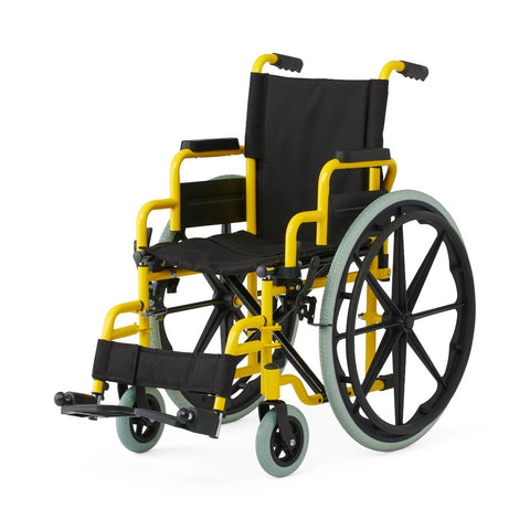Medline Kidz Guardian Pediatric Wheelchair with Nylon Upholstery and Swing-Away Footrests, Yellow, 14"W #KPD4N22S