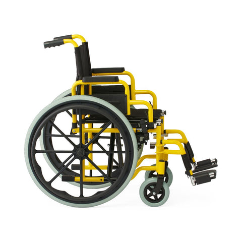 Medline Kidz Guardian Pediatric Wheelchair with Nylon Upholstery and Swing-Away Footrests, Yellow, 14"W #KPD4N22S