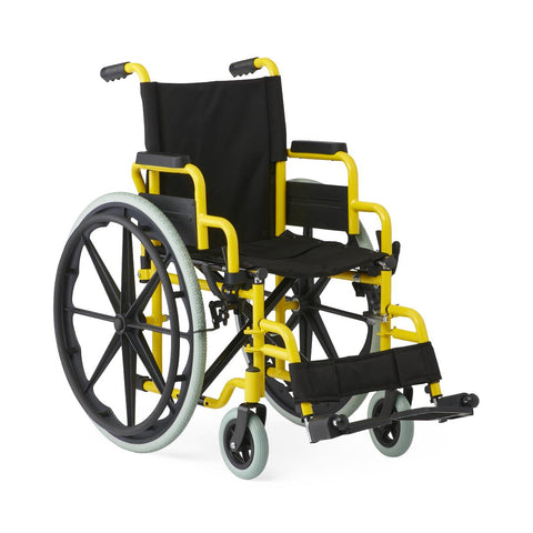 Medline Kidz Guardian Pediatric Wheelchair with Nylon Upholstery and Swing-Away Footrests, Yellow, 14"W #KPD4N22S