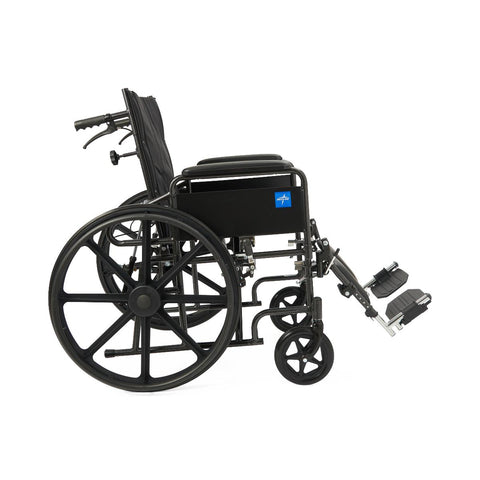 Medline Guardian Reclining Wheelchair with Full-Length Arms, Nylon, 18" Wide #KR188N11E