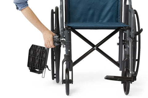Medline K1 Basic Wheelchair with Desk-Length Arms, Swing-Away Footrests and Microban-Treated Touch Points, 18" Width, Teal #MDS806250EET