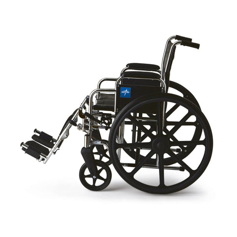 Medline Excel Wheelchair, Removable Desk-Length Arms, Elevating Leg Rests, Black, 18" #MDS806300D