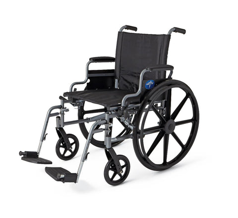 Medline K4 Basic Lightweight Wheelchair with Swing-Back Desk-Length Arms and Swing-Away Footrests, 300 lb. Weight Capacity, 16" Width and 18" Depth #MDS806500NE18