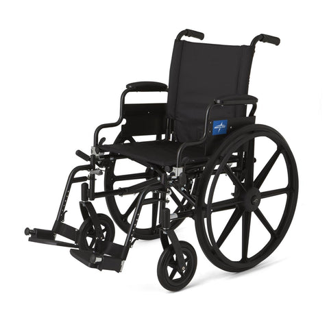 Medline Excel K4 Lightweight Wheelchair with Swing-Back Desk-Length Arms and Swing-Away Footrests, 300 lb. Weight Capacity, 18" Width #MDS806500