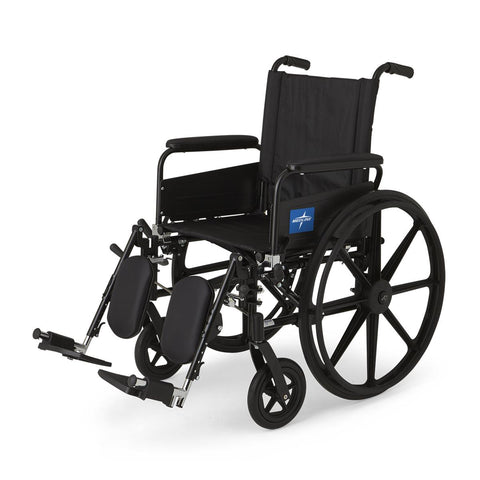 Medline Excel K4 Lightweight Wheelchair with Full-Length Arms and Elevating Leg Rests, 300 lb. Weight Capacity, 18" Width	#MDS806550FLA