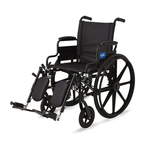 Medline Excel K4 Lightweight Wheelchair with Swing-Back Desk-Length Arms and Detachable Swing-Away Elevating Leg Rests, 300 lb. Weight Capacity, 18" Width #MDS806550