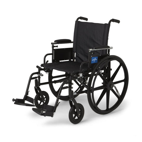 Medline Excel K4 Extra-Wide Lightweight Wheelchair with Height-Adjustable Desk-Length Arms and Footrests, Gray, 20" Width #MDS806560PLUS