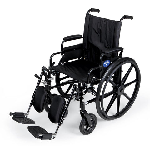 Medline Excel K4 Extra-Wide Lightweight Wheelchair with Swing-Back Desk-Length Arms and Elevating Leg Rests, 350 lb. Weight Capacity, 20" Width #MDS806565