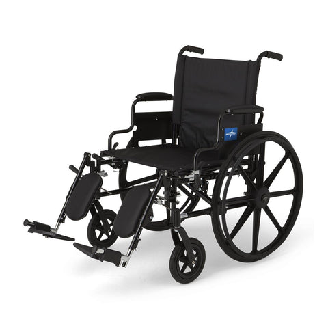 Medline Excel K4 Extra-Wide Lightweight Wheelchair with Removable Desk-Length Arms and Elevating Leg Rests, 350 lb. Weight Capacity, 22" Width #MDS806575