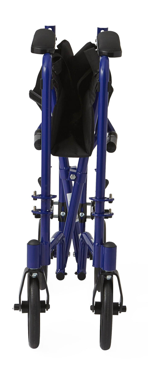 Medline Basic Aluminum Transport Chair with Permanent Full-Length Armrests, Detachable Footrests and 8" Wheels, 300 lb. Capacity, 19" W