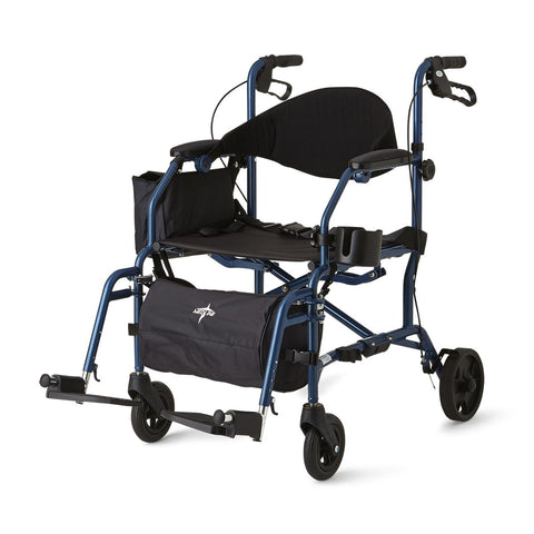 Medline Translator Combination Transport Chair and Rollator, 18" Wide Seat