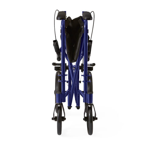Medline Basic Aluminum Transport Chair with Permanent Full-Length Arms, Swing-Away Footrests and 12" Wheels
