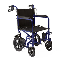 Medline Basic Aluminum Transport Chair with Permanent Full-Length Arms, Swing-Away Footrests and 12