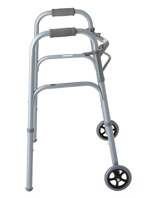 Medline 2-Button Folding Basic Steel Junior Walker with 5" Wheels, 4 EA/CS (#MDS86410JW54B)