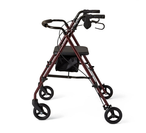Medline Superlight Steel Rollator, Red, 1 EA #MDS86825SLRS