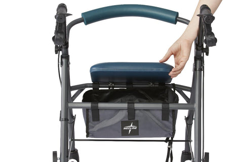 Medline Steel Rollator with 6" Wheels and Microban-Treated Touch Points and Seat, Knockdown, 1 EA