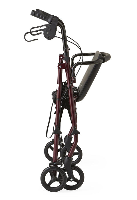 Medline Basic Steel Rollator with 6" Wheels, Burgundy, Knockdown, 1 EA #MDS86850ESKD