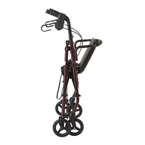Medline Basic Steel Rollator with 6" Wheels, Burgundy, Knockdown, 1 EA #MDS86850ESKD