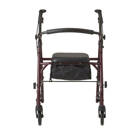 Medline Basic Steel Rollator with 6" Wheels, Burgundy, Knockdown, 1 EA #MDS86850ESKD