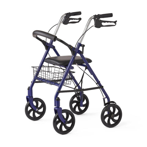 Medline Steel Rollator with 8" Wheels and Basket, Blue, Knockdown, 1 EA #MDS86860EBS8