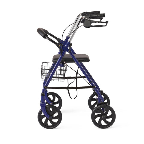 Medline Steel Rollator with 8" Wheels and Basket, Blue, Knockdown, 1 EA #MDS86860EBS8